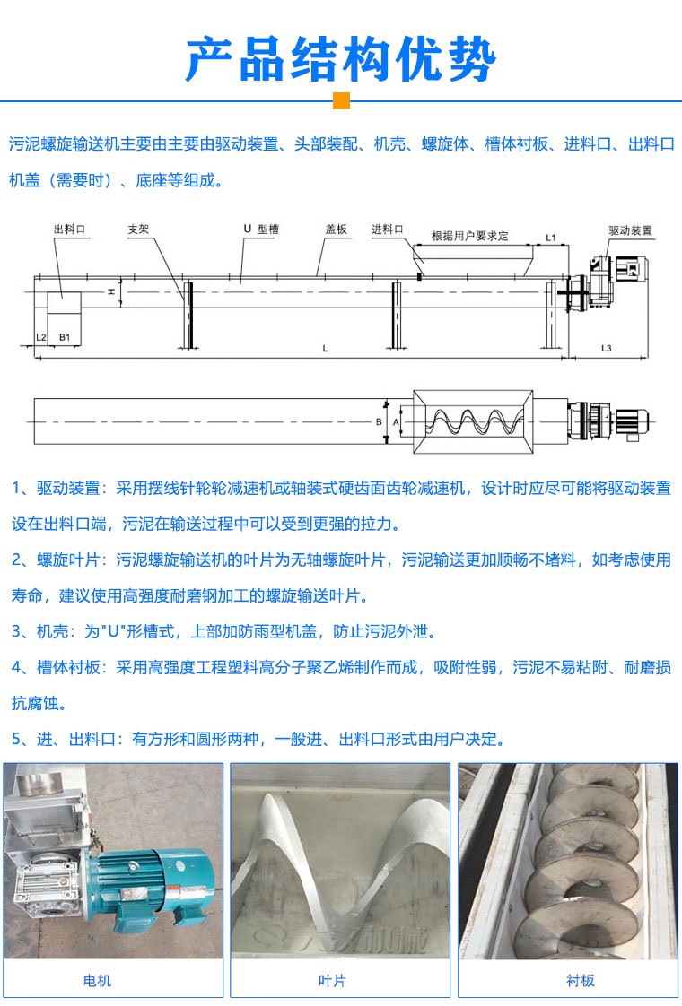 污泥螺旋輸送機結構優勢